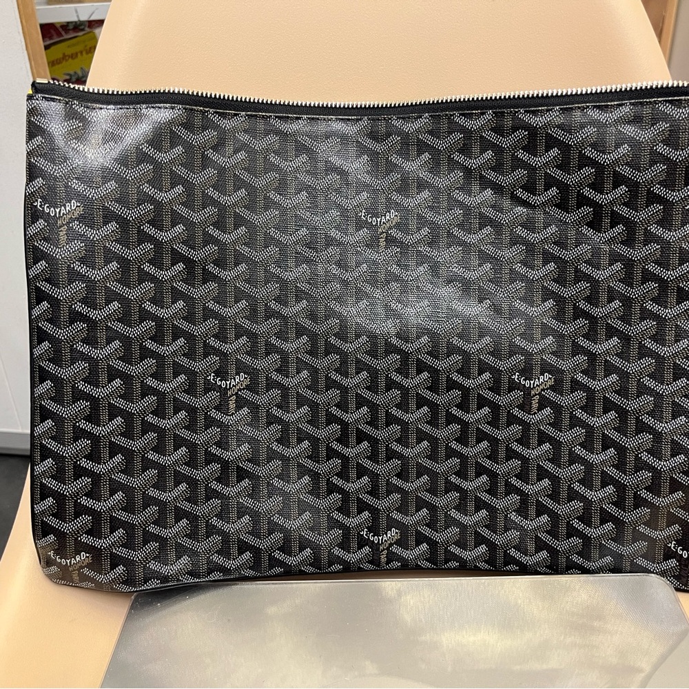 Custom Goyard print Black and White Chevron Zip Pouch